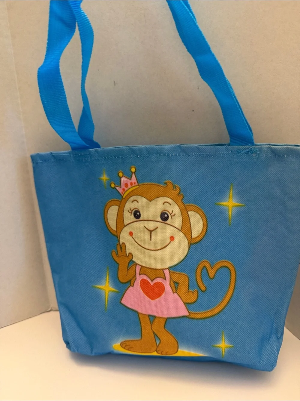 💕5/25💕Blue Kids Tote Bag with Princess Monkey Graphic 9” x 11” x 2” Deep